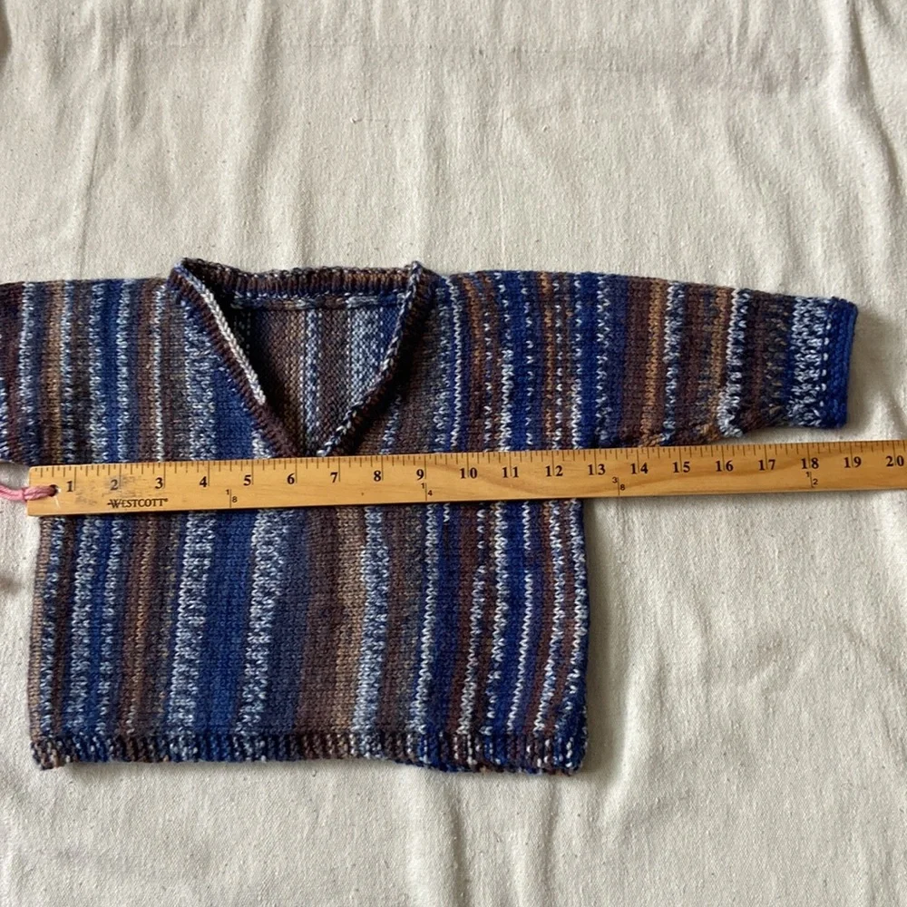 HANDMADE WOOL Hand Knit Sweater Sweatshirt Jacket Jumper Pullover Cozy Blue